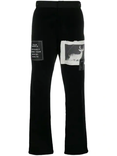 Shop Palm Angels Patch Embellished Straight Trousers In Black