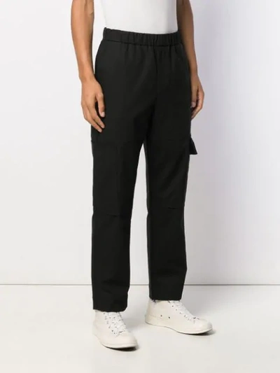 Shop Kenzo Elastic Waist Straight Trousers In Black
