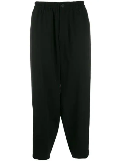 Shop Yohji Yamamoto Dropped Crotch Trousers In Black