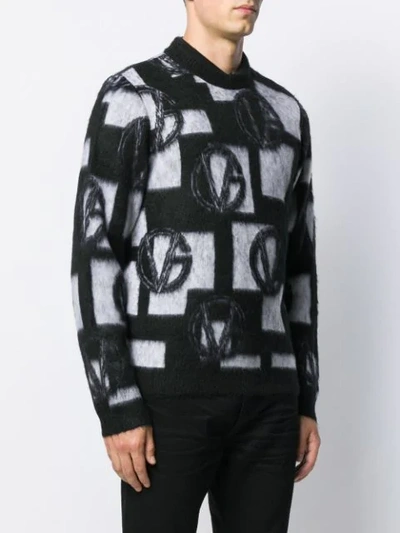 Shop Versace Jacquard-pullover Mit Logo In Black