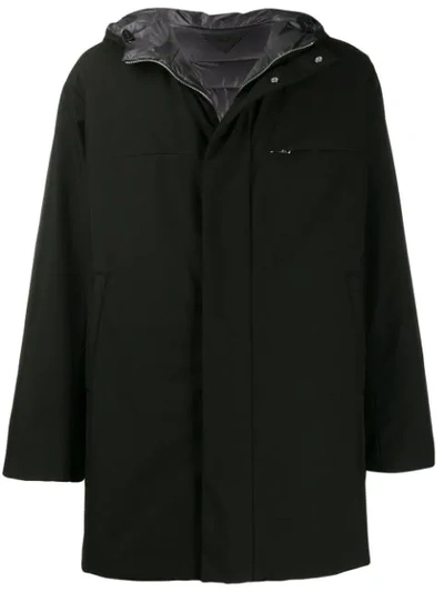 Shop Prada Reversible Hooded Parka Coat In Black