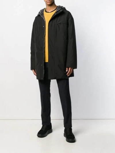 Shop Prada Reversible Hooded Parka Coat In Black