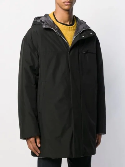 Shop Prada Reversible Hooded Parka Coat In Black