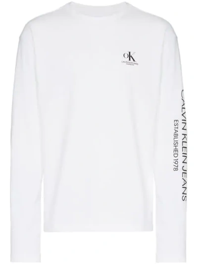 Shop Calvin Klein Jeans Est.1978 Ok Long Sleeved T In White