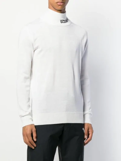 Gcds Embroidered-logo Roll Neck Jumper In White
