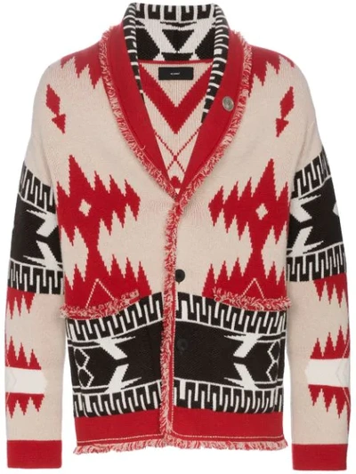 Shop Alanui Patterned Shawl Collar Cardigan - White