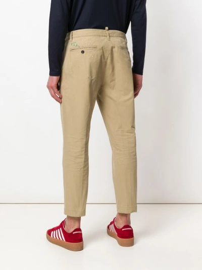 Shop Dsquared2 Patchwork Cropped Trousers - Neutrals