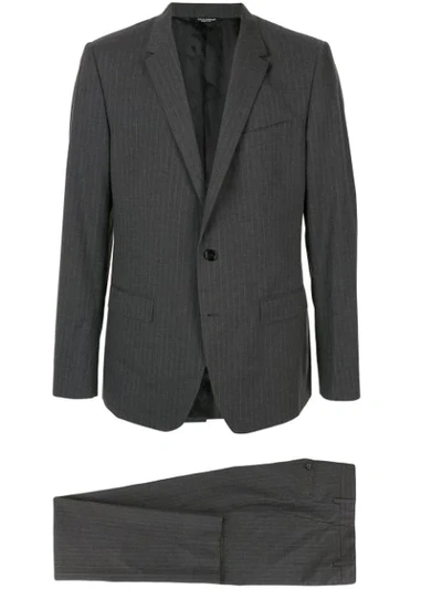 Shop Dolce & Gabbana Striped Formal Suit In Black