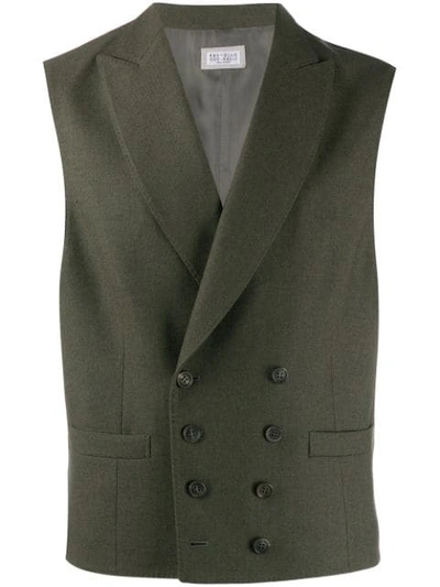 Shop Brunello Cucinelli Double-breasted Waistcoat In Green