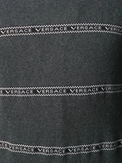 Shop Versace Logo Stripe Jumper In Green