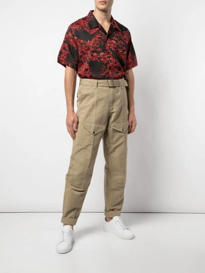 Shop Givenchy Belted Cargo Trousers In Neutrals