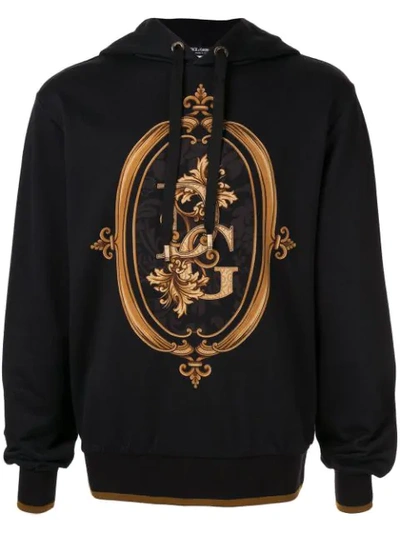 Shop Dolce & Gabbana Logo Printed Hoodie In Hnii4 Tappeto Sacro Fnero