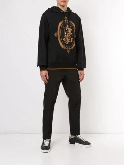 Shop Dolce & Gabbana Logo Printed Hoodie In Hnii4 Tappeto Sacro Fnero