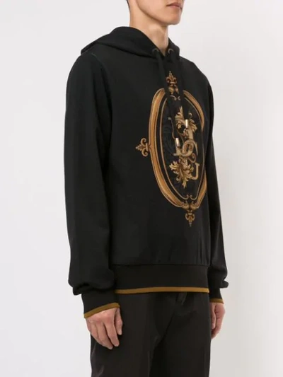 Shop Dolce & Gabbana Logo Printed Hoodie In Hnii4 Tappeto Sacro Fnero