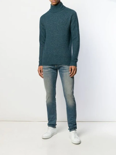 Shop Nuur Knitted Roll Neck Jumper In Blue