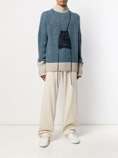 Shop Jacquemus Oversized High Neck Sweater In Blue