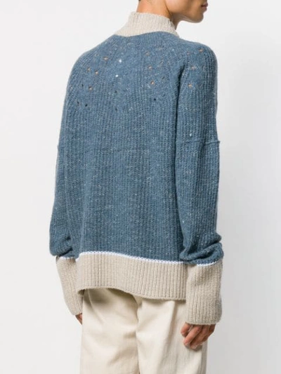 Shop Jacquemus Oversized High Neck Sweater In Blue