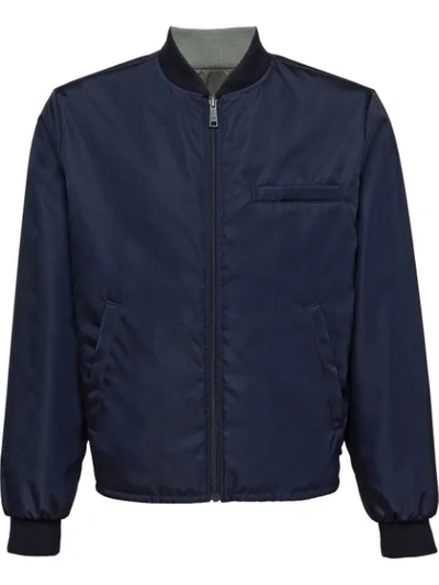 Shop Prada Reversible Nylon Gabardine Bomber Jacket In Blue