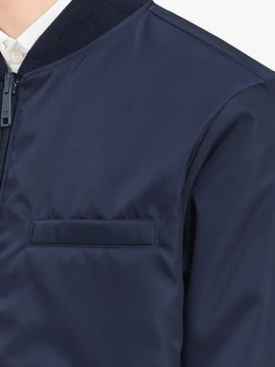 Shop Prada Reversible Nylon Gabardine Bomber Jacket In Blue