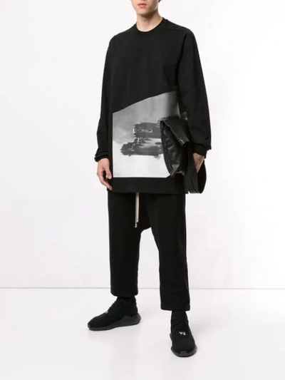 Shop Rick Owens Grey Scale Print T-shirt In Black