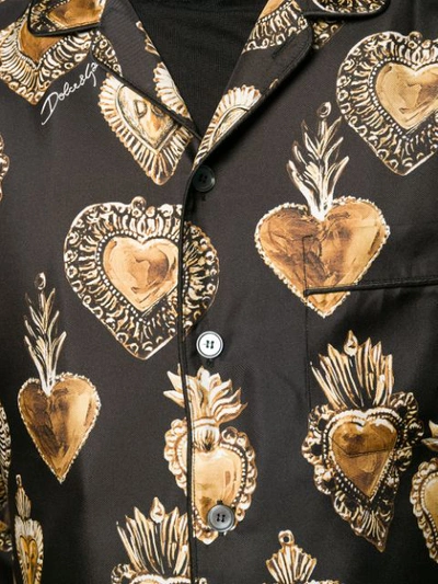 Shop Dolce & Gabbana Sacred Heart-print Silk Shirt In Black
