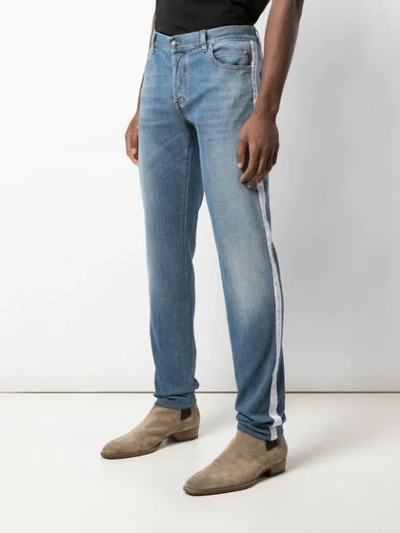 Shop Balmain Side Band Slim-fit Jeans In Blue