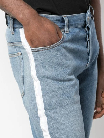 Shop Balmain Side Band Slim-fit Jeans In Blue