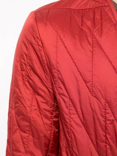 Shop Rick Owens Quilted V-neck Coat In Red