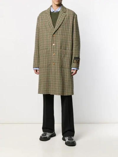 Shop Gucci Houndstooth Oversized Blazer In Brown