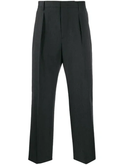 Shop Valentino Straight Leg Tailored Trousers In Grey
