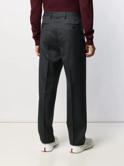 Shop Valentino Straight Leg Tailored Trousers In Grey