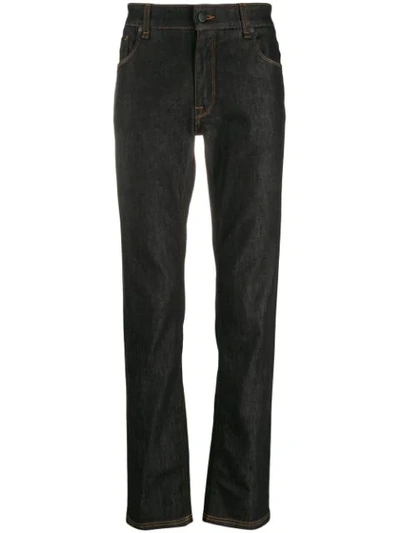 Shop Fendi Ff Pocket Straight-leg Jeans In Black