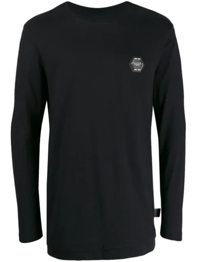 Shop Philipp Plein Statement Long-sleeved T-shirt In Black