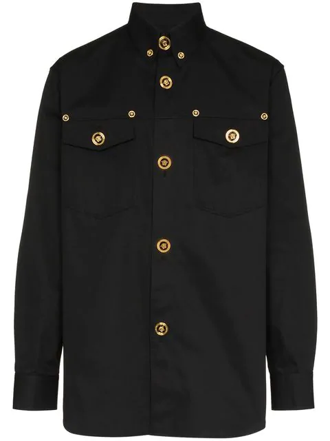 versace black button up