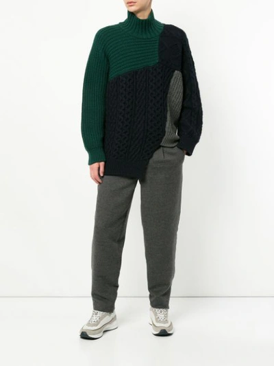 Shop Kolor Patchwork High Neck Sweater - Multicolour