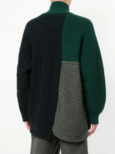 Shop Kolor Patchwork High Neck Sweater - Multicolour