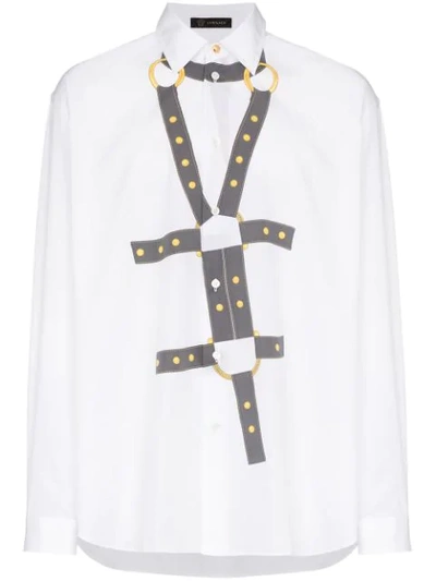 Shop Versace Harness Bond Print Shirt In White