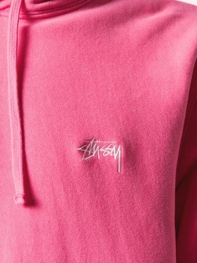 Shop Stussy Embroidered Logo Hoodie In Pink