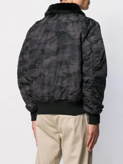 Shop Alpha Industries Camouflage Bomber Jacket In 125 Black Camo