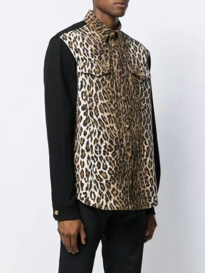 Shop Versace Animal Print Shirt Jacket In Neutrals