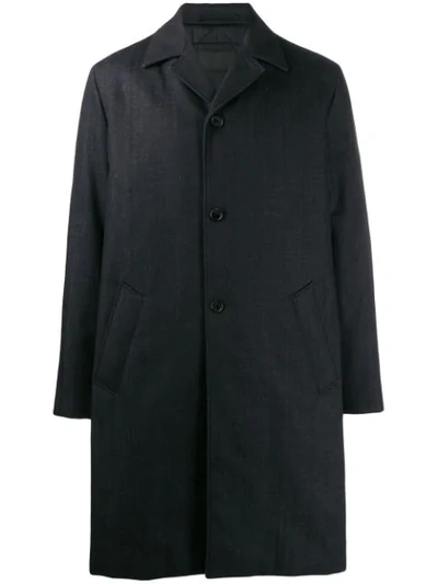 Shop Prada Denim Overcoat In Black