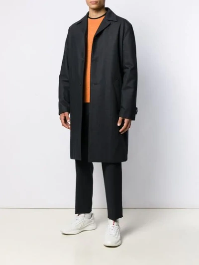 Shop Prada Denim Overcoat In Black