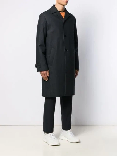 Shop Prada Denim Overcoat In Black