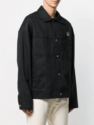 Shop Fred Perry Printed Lining Denim Jacket In Black
