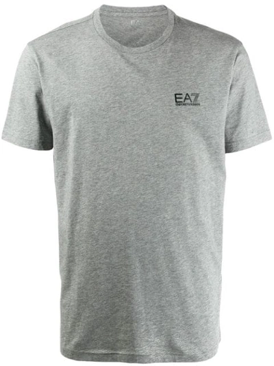 Shop Ea7 Logo Embroidered T-shirt In Grey