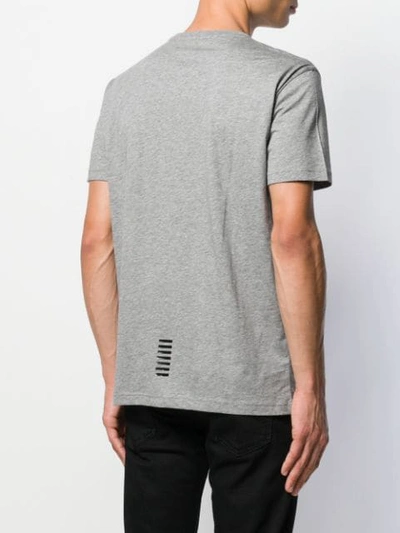 Shop Ea7 Logo Embroidered T-shirt In Grey