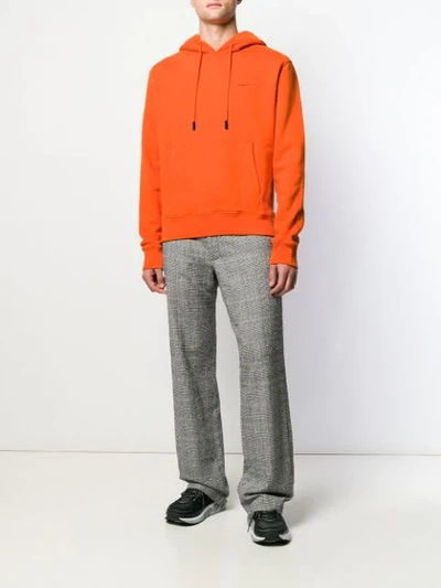 Shop Off-white Logo Print Hooded Sweater In Orange