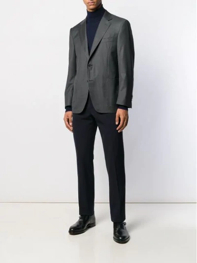 Canali Plain Formal Blazer In Grey