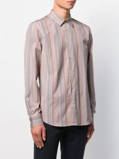 Shop Paul Smith Slim-fit Signature Stripe Shirt In Neutrals