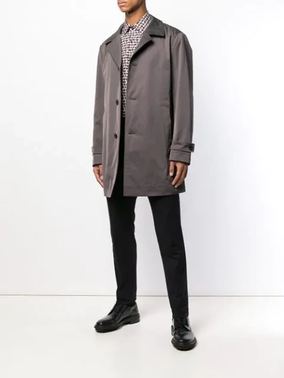 Shop Hugo Boss Buttoned Single Breasted Trench Coat In Brown